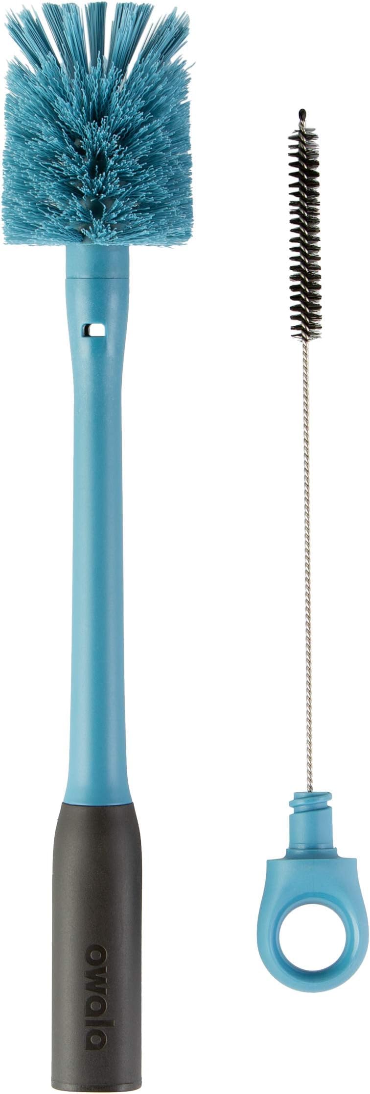 Owala 2-in-1 Water Bottle Brush Cleaner and Water Bottle Straw Cleaner Brush, Water Bottle Brush with Removable Head and Twist n� Hide Straw Brush, Smokey Blue