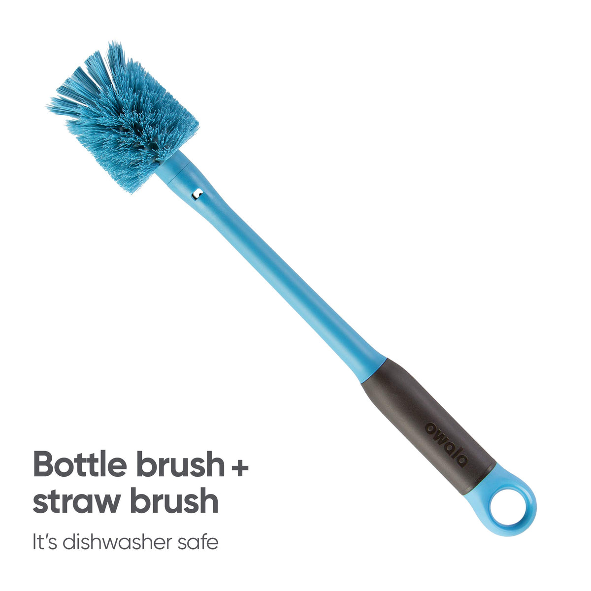 Owala 2-in-1 Water Bottle Brush Cleaner and Water Bottle Straw Cleaner Brush, Water Bottle Brush with Removable Head and Twist n� Hide Straw Brush, Smokey Blue