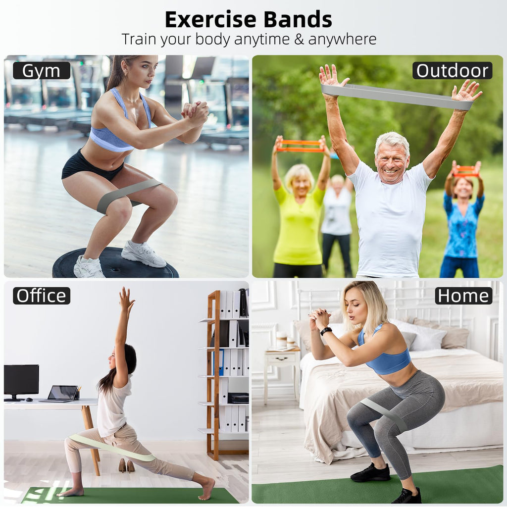 Resistance Bands for Working Out, 5-Pack Elastic Exercise Bands for Strength Training, Stretching, Workout; Home Gym Equipment for Women Men, Pilates Yoga Physical Therapy, Leg Glute Arm Exercise Kit