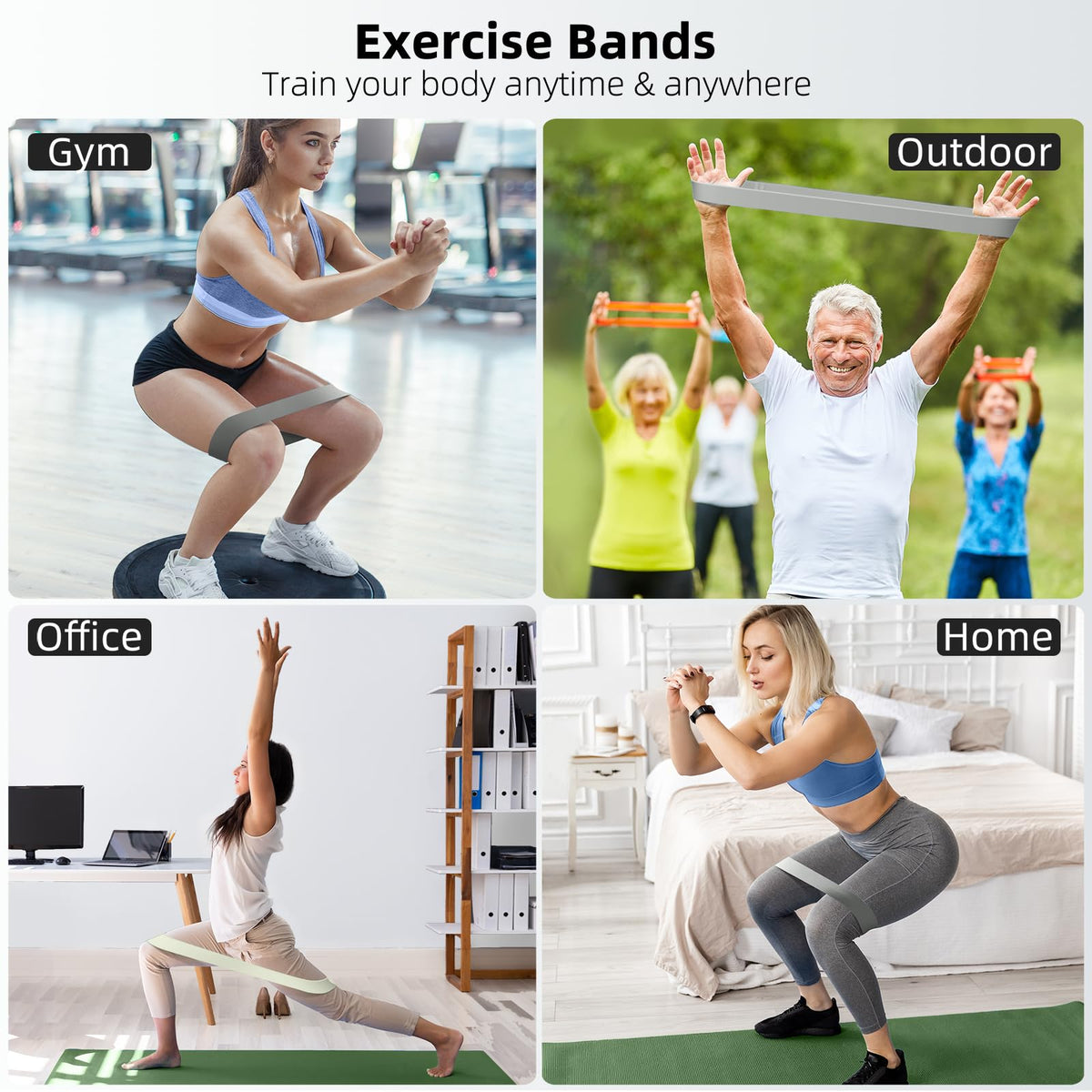 Resistance Bands for Working Out, 5-Pack Elastic Exercise Bands for Strength Training, Stretching, Workout; Home Gym Equipment for Women Men, Pilates Yoga Physical Therapy, Leg Glute Arm Exercise Kit