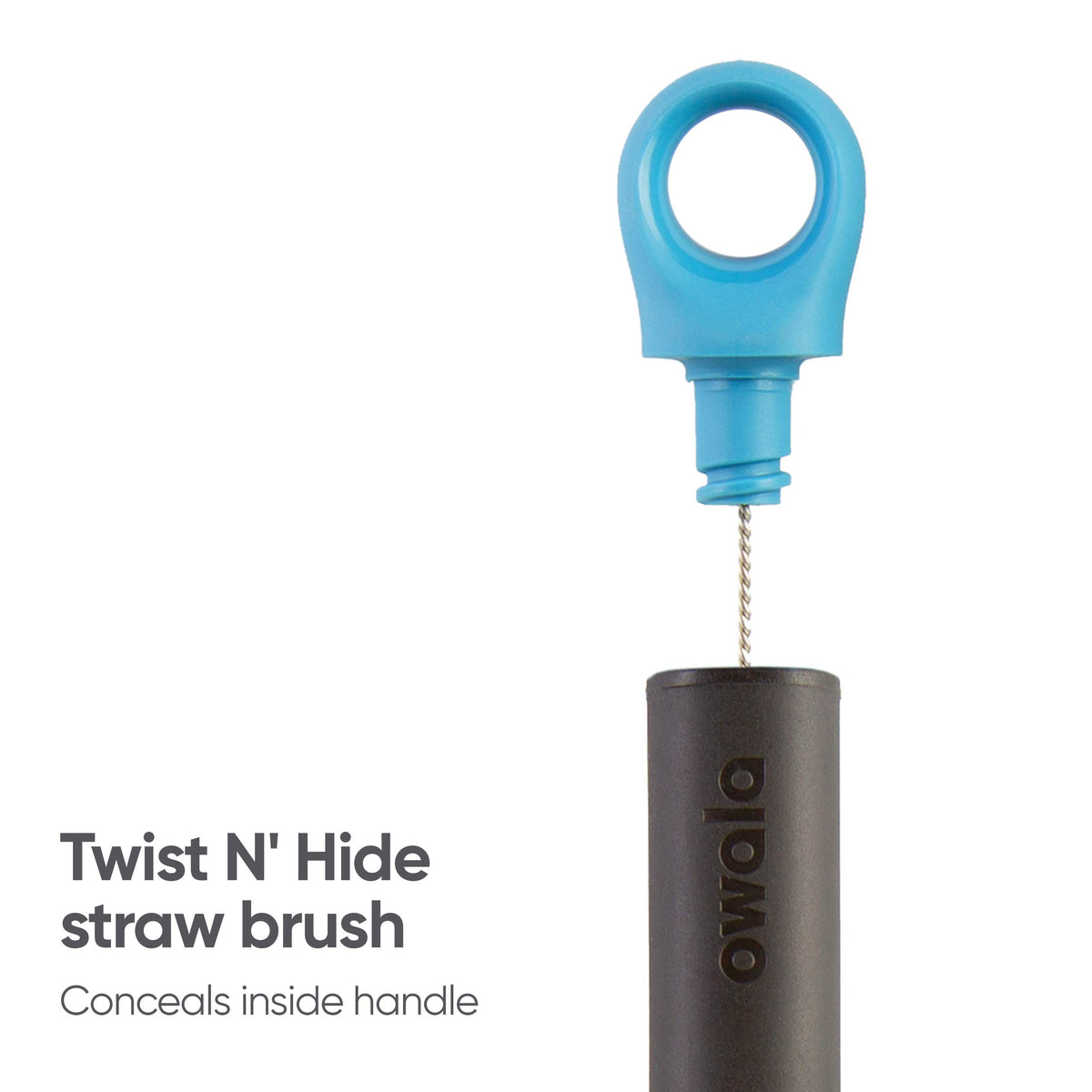 Owala 2-in-1 Water Bottle Brush Cleaner and Water Bottle Straw Cleaner Brush, Water Bottle Brush with Removable Head and Twist n� Hide Straw Brush, Smokey Blue