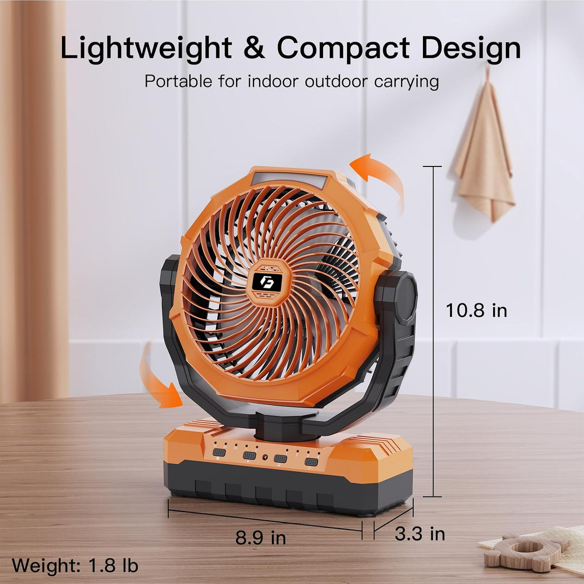 FRIZCOL 3-in-1 Camping Fan - Portable Fans Rechargeable - 24000mAh Battery Powered Fan with Light for Indoor, Outdoor, Tent, Travel, Fishing, Jobsite, Gifts for Men Dad Him - Black