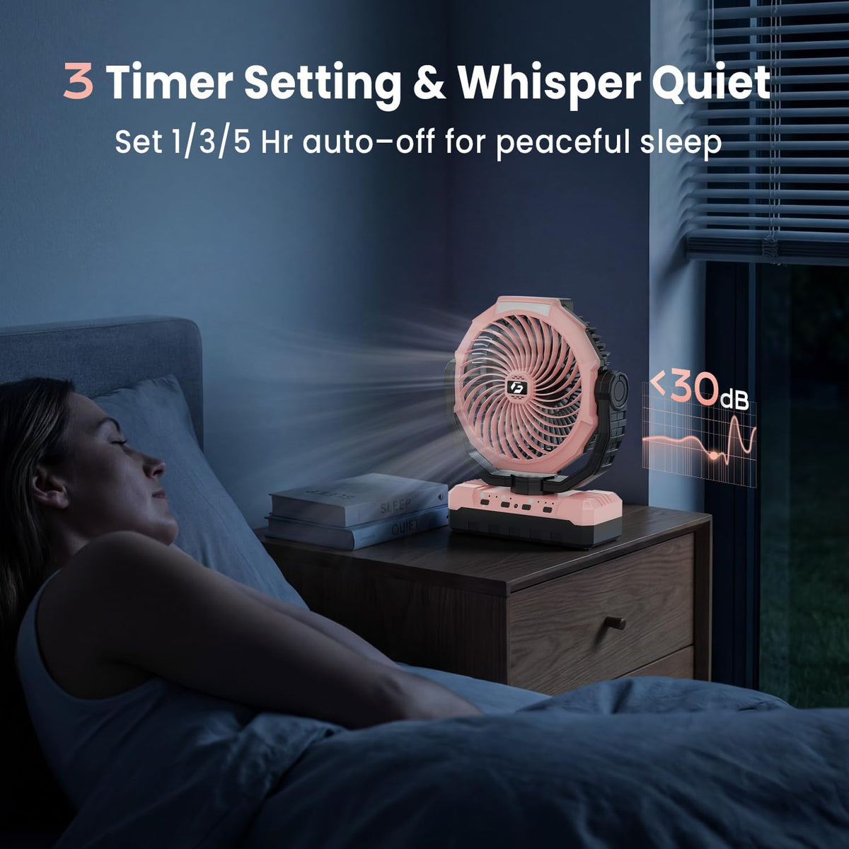 FRIZCOL 3-in-1 Camping Fan - Portable Fans Rechargeable - 24000mAh Battery Powered Fan with Light for Indoor, Outdoor, Tent, Travel, Fishing, Jobsite, Gifts for Men Dad Him - Black